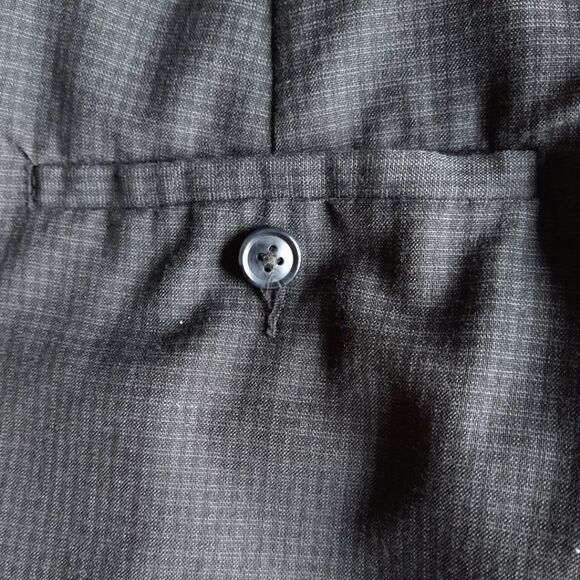 Perry Ellis Gray Crosshatch Pattern Straight Leg Slim Fit Pants - Picture 2 of 6